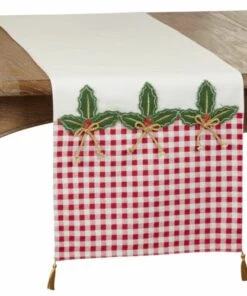 Best Pirce 🌟 Saro Lifestyle Holly Buffalo Plaid 🎅 Christmas Table Runner with Tassels ❤️