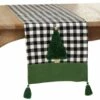 Deals ⭐ Saro Lifestyle 🎄 Christmas Tree Buffalo Plaid Table Runner with Tassels ✨