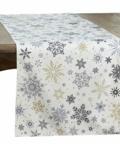 Discount ❤️ Saro Lifestyle Holiday Snowflakes 16x70 Table Runner 🎉