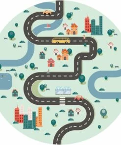 Brand new 🛒 A and A Story Kids Windy Road Waterproof Stain Resistant Round Vinyl Placemats Set of 2 😉