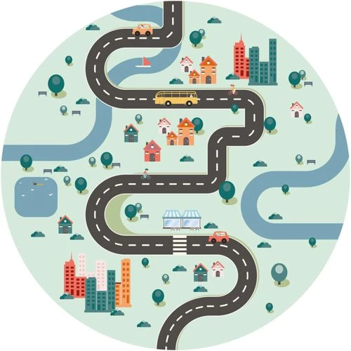 Brand new ๐ A and A Story Kids Windy Road Waterproof Stain Resistant Round Vinyl Placemats Set of 2 ๐