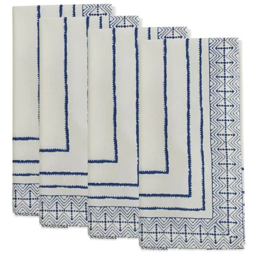 Buy โค๏ธ Saro Lifestyle Block Print Cotton Dinner Napkins โญ - Image 3