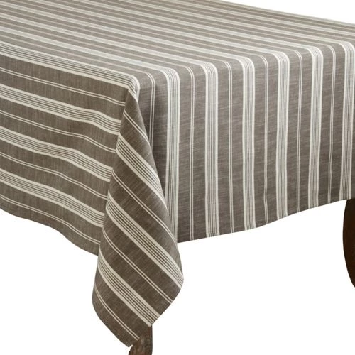 Brand new โ๏ธ Saro Lifestyle 65x104 Striped Cotton Rectangle Tablecloth Gray ๐