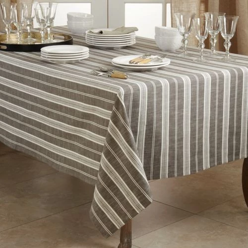 Brand new โ๏ธ Saro Lifestyle 65x104 Striped Cotton Rectangle Tablecloth Gray ๐ - Image 4