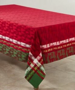 Coupon 🤩 Saro Lifestyle ❄ Christmas Tree Print 65 x 90 Tablecloth Multi 🔔