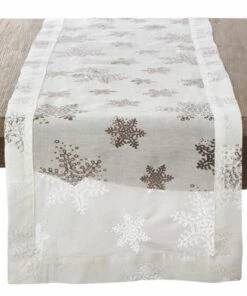 Buy 👏 Saro Lifestyle Snowflake 16 x 72 Table Runner White 🎁