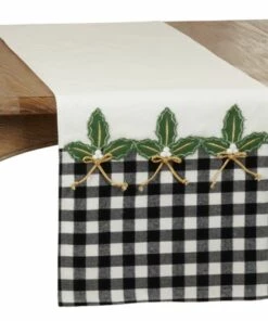 Best Sale 🌟 Saro Lifestyle Holly Buffalo Plaid ❄ Christmas Table Runner 🥰