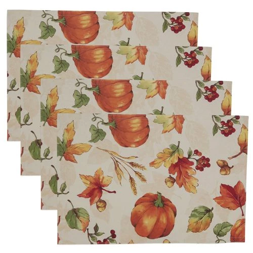 Best Sale 😉 Saro Lifestyle Fall Pumpkins Placemats Set of 4 🤩 - Image 3