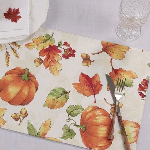 Best Sale 😉 Saro Lifestyle Fall Pumpkins Placemats Set of 4 🤩 - Image 4