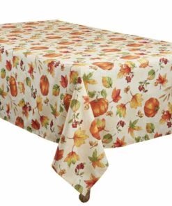 Outlet 💯 Saro Lifestyle Fall Pumpkins 50x70 Tablecloth Orange 🥰