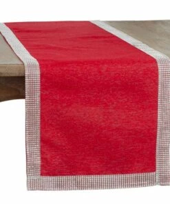 Best Sale 🔥 Saro Lifestyle Holiday Studded Border 16x54 Table Runner Red 🧨