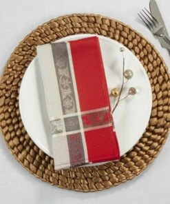 Hot Sale 🎉 Saro Lifestyle 🎄 Christmas Jacquard Plaid Dinner Napkins Set of 4 🛒