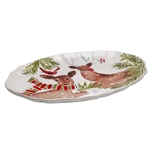 Wholesale 🔥 Casafina 🎅 Christmas Deer Friends Oval Platter ❤️