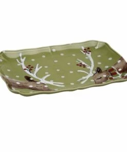 Best Pirce ❤️ Casafina 🎅 Christmas Deer Friends Rectangle Platter 🧨
