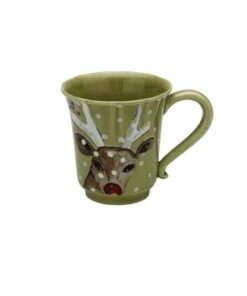 Coupon 🛒 Casafina 🎅 Christmas Deer Friends 12 oz Set of 4 Mugs White ✔️