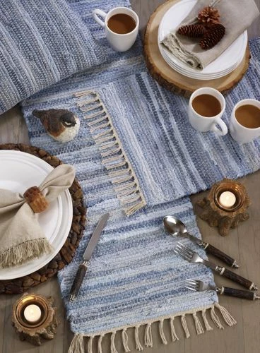 Hot Sale ✔️ Saro Lifestyle Chindi Woven Cotton Table Runner ❤️ - Image 4