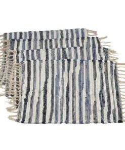 Promo ๐ Saro Lifestyle Striped Denim Chindi Cotton Placemats ๐