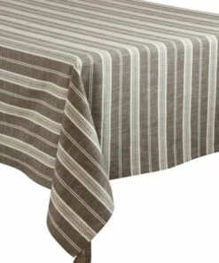 Outlet 😍 Saro Lifestyle 70x70 Striped Cotton Square Tablecloth Khaki 🛒