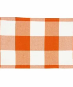 Promo ๐ Saro Lifestyle Buffalo Plaid Cotton Placemats Set of 4 Orange/Black ๐คฉ