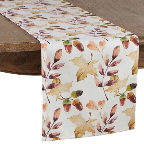 Flash Sale 🔔 Saro Lifestyle Acorn and Leaf 16x54 Table Runner Multi ⌛