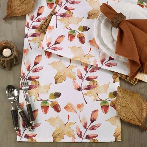 Flash Sale 🔔 Saro Lifestyle Acorn and Leaf 16x54 Table Runner Multi ⌛ - Image 3