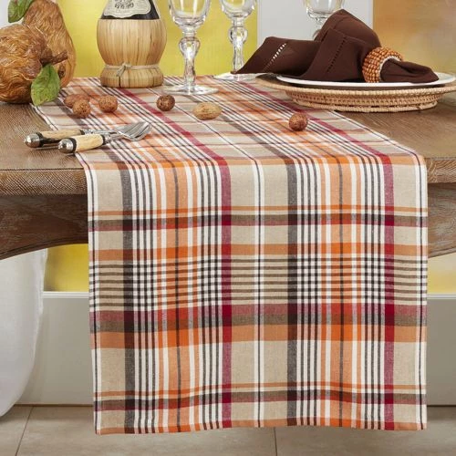 Best reviews of 🛒 Saro Lifestyle Multi Color Plaid Cotton 16''x72'' Table Runner Multi 😀 - Image 3