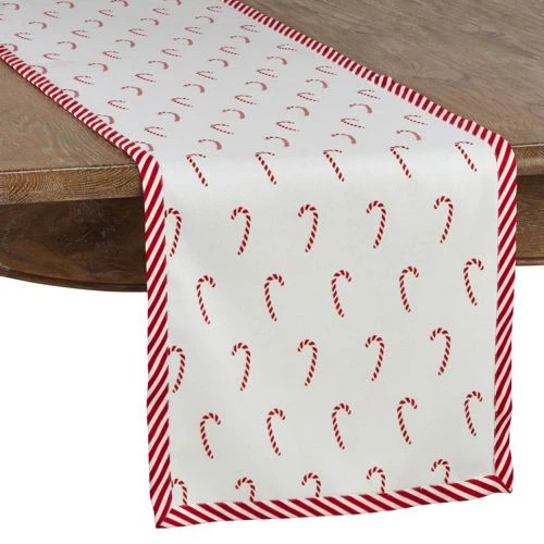 Cheap 😀 Saro Lifestyle ❄ Christmas Candy Cane 16x90 Table Runner Red 🎉