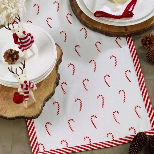 Cheap 😀 Saro Lifestyle ❄ Christmas Candy Cane 16x90 Table Runner Red 🎉 - Image 3