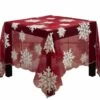 Coupon ❤️ Saro Lifestyle Holiday Embroidered Beaded Snowflake 54x84 Tablecloth Red ⌛