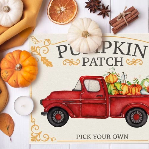 Deals 🥰 A and A Story Pumpkin Patch Truck Fall Placemats Set of 4 🤩 - Image 2