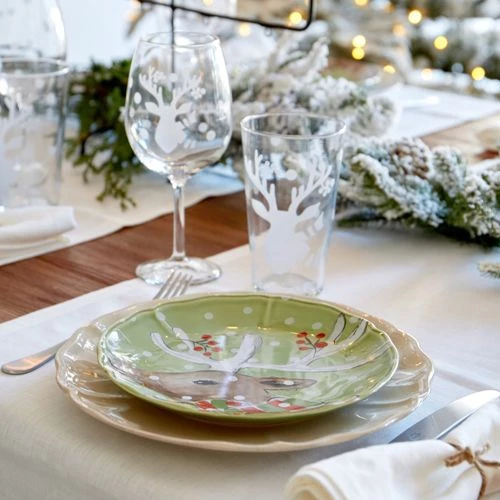 Brand new ๐ฅ Casafina ๐ Christmas Deer Friends Set of 4 Salad Plates White ๐ - Image 2