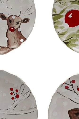 Brand new ๐ฅ Casafina ๐ Christmas Deer Friends Set of 4 Salad Plates White ๐ - Image 4