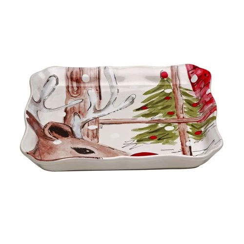 Budget ๐ Casafina ๐ Christmas Deer Friends Square Tray โญ