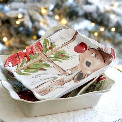 Budget ๐ Casafina ๐ Christmas Deer Friends Square Tray โญ - Image 2
