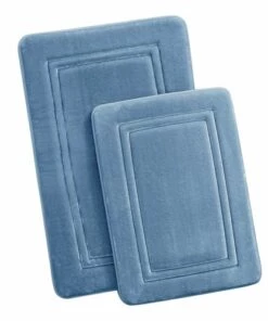 Brand new 🌟 Truly Calm HeiQ AntiMicrobial Memory Foam Bath Rugs- Set of 2 Light Gray 😀