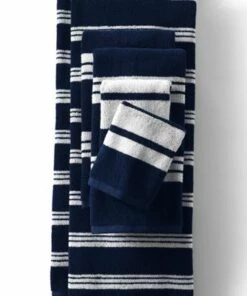 Discount 🥰 Supima Cotton Novelty Stripe Towel Set Deep Sea Navy Founders Stripe 🥰