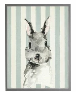 Cheapest ⭐ Antique Curiosities Gray Bunny with Stripes Small Framed Wall Art Navy 🤩