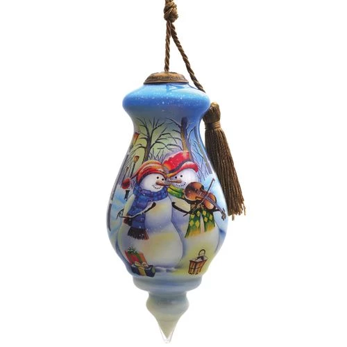New ๐ Inner Beauty Violin Snowman Couple Spire Glass Ornament ๐