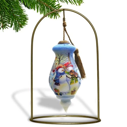 New ๐ Inner Beauty Violin Snowman Couple Spire Glass Ornament ๐ - Image 4