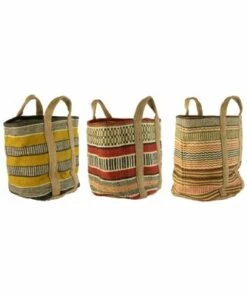 Hot Sale 🔔 Kalalou Multi Colored Woven Jute Baskets ✔️
